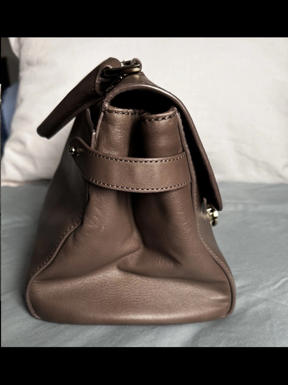 Mulberry Brown Leather Top-Handle Satchel with Detachable Strap - Picture 13 of 16